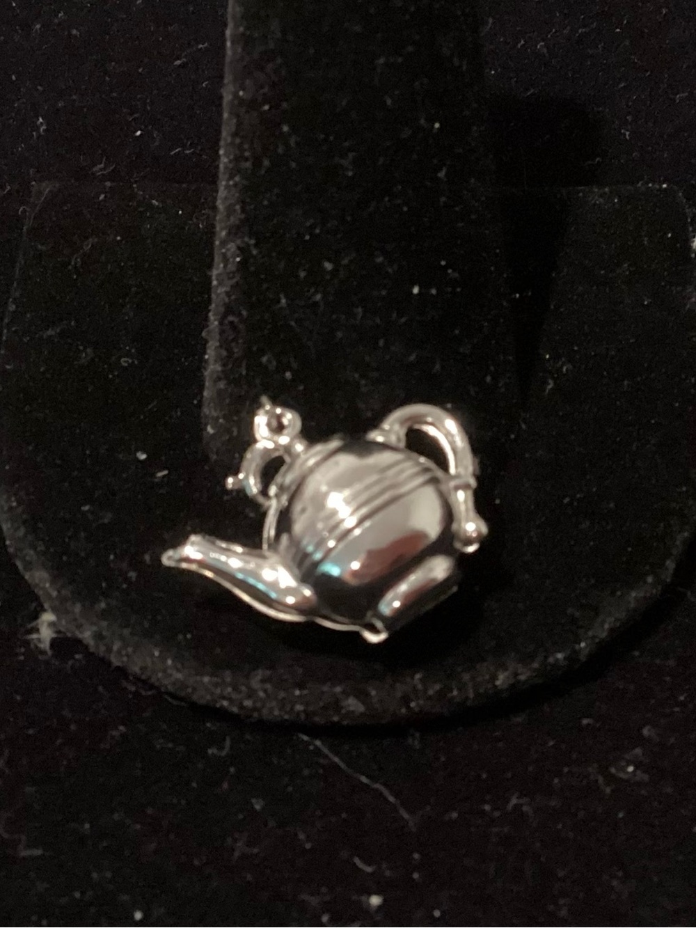 Silver Teapot Charm Pendant - Shiny Silver Tone